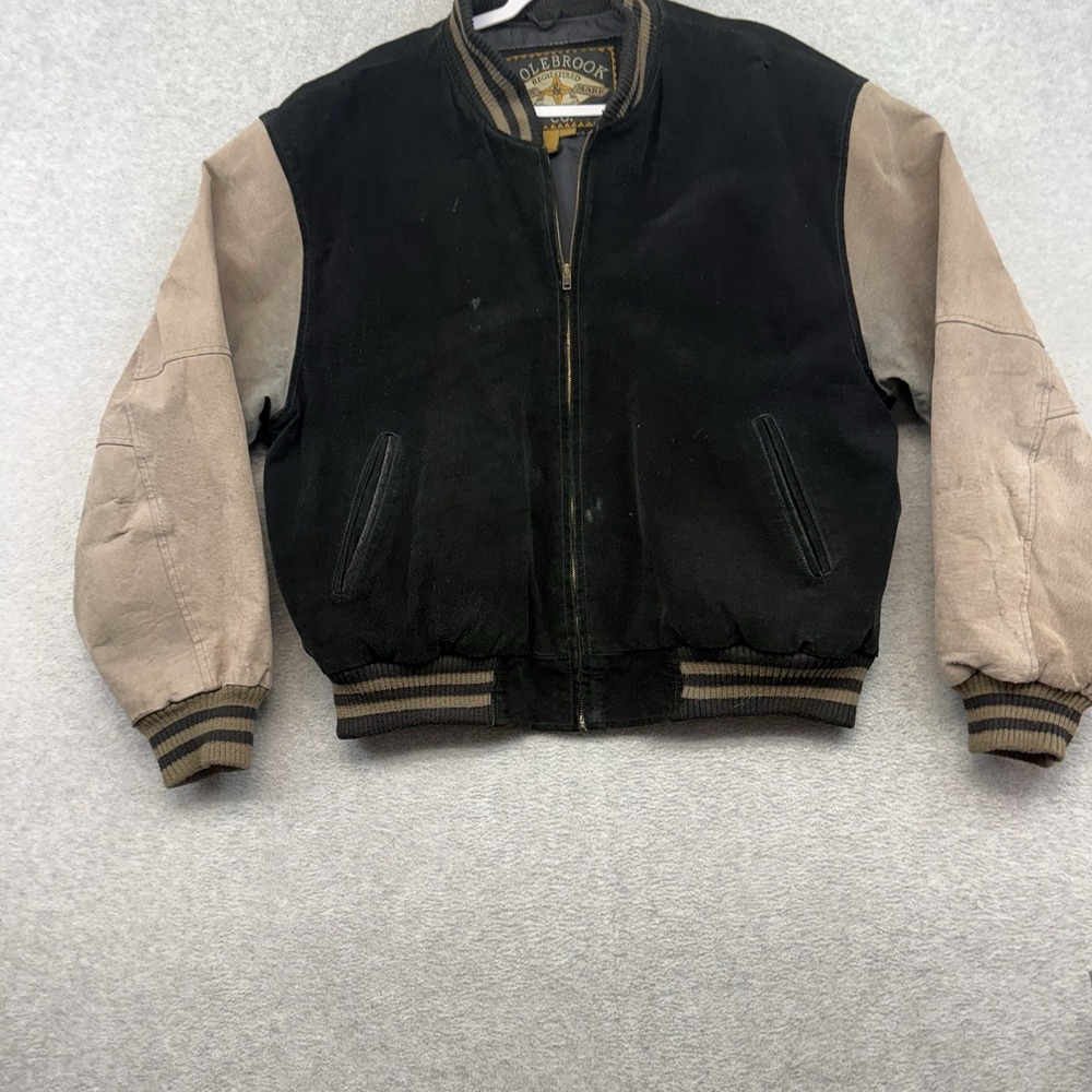 Vintage 90s Colebrook Suede Leather Varsity Bomber Jacket Size Large Letterman - Picture 2 of 9